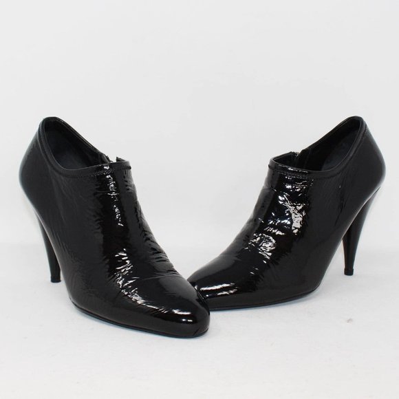 PRADA #39815 Black Patent Leather Bootie Heels (US 7.5 EU 37.5) - Picture 1 of 10
